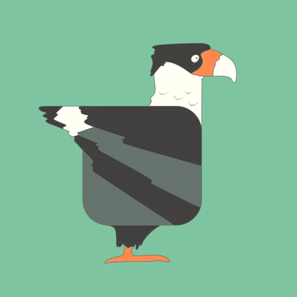 Icono cuadrado plano dibujado a mano pájaro aislado sobre fondo verde — Vector de stock