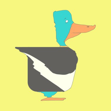 El çizilmiş düz kare simgesi ördek sarı arka plan üzerinde izole.