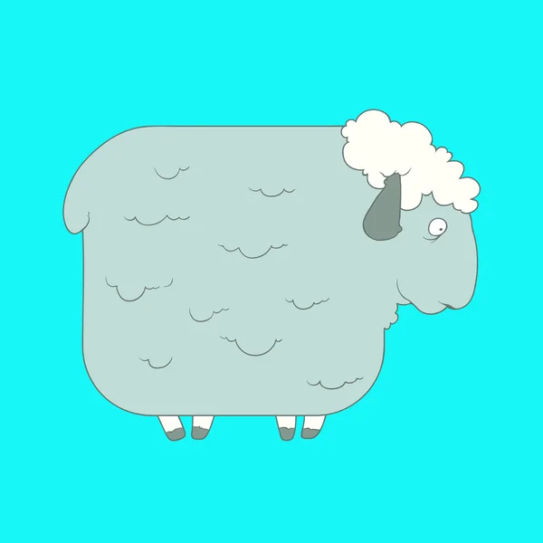 Flat hand drawn icon of a cute sheep — Stock Vector