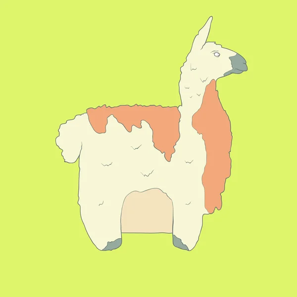 Icône plate dessinée à la main d'un lama mignon — Image vectorielle