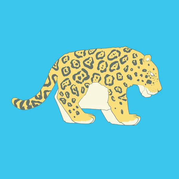 Icono plano dibujado a mano de un lindo jaguar — Vector de stock