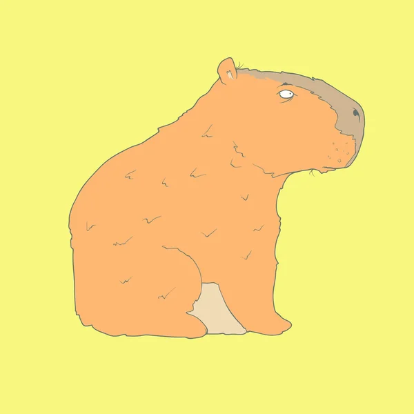 Flat hand drawn icon of a cute capybara — Stock Vector