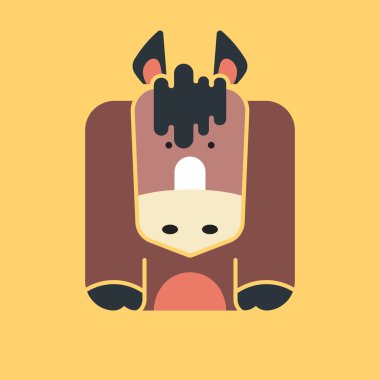 Düz kare simgesi bir sevimli at