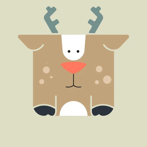Flat square icon of a cute deer — Stock Vector