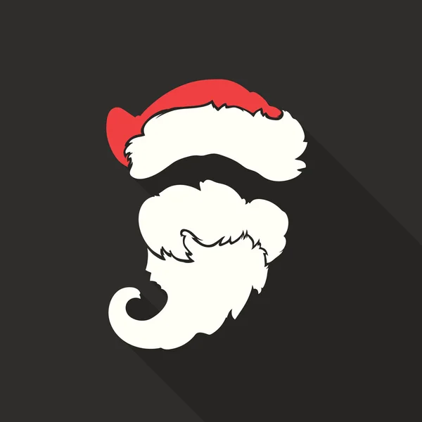 Plochý Design vektor Santa Claus tvář s kloboukem a vousy. Ikona. Blahopřání. — Stockový vektor