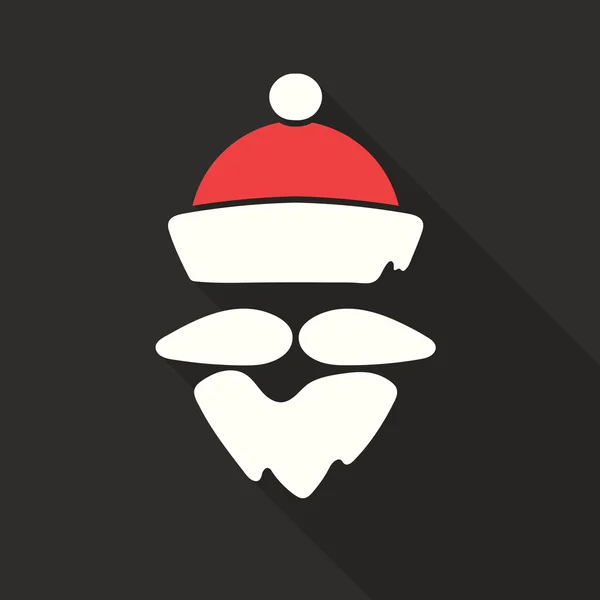 Plochý Design vektor Santa Claus tvář s kloboukem a vousy. Ikona. Blahopřání. — Stockový vektor