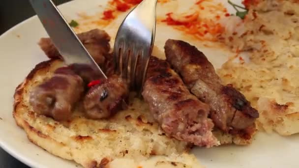 Cevapi plato bosnio — Vídeo de stock