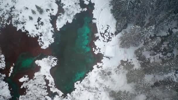 Luchtfoto van een winter met meer. — Stockvideo