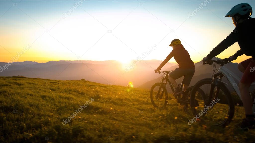 Cycling uphill with mountain bike