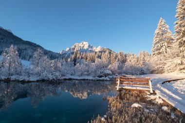 Soğuk kış sabahı dağlarda
