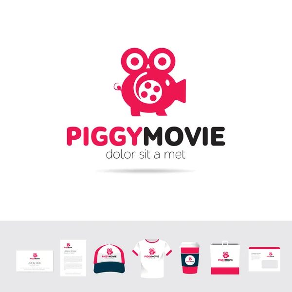 Piggy business företagets logotyp filmmallen — Stock vektor