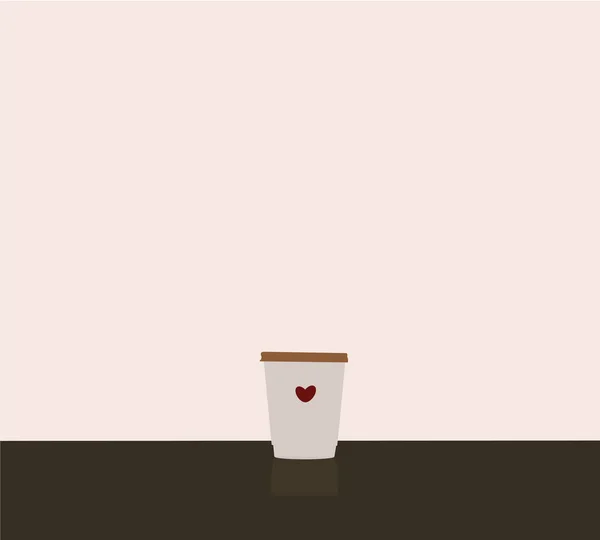 Café Para Llevar Con Corazón Taza Ilustración Vectorial Para Tarjetas — Foto de Stock