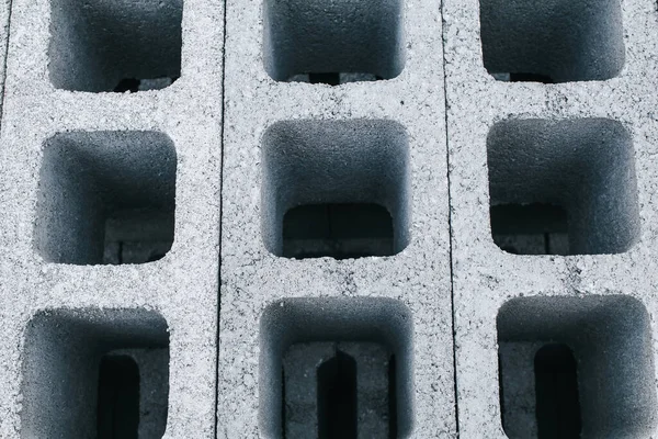 Gray Cement Cinder Block Construction Background Texture Selective Focus — Stock fotografie