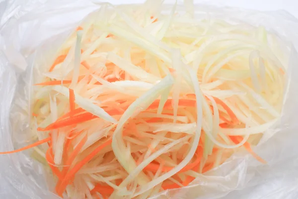 Fresh Papaya Ingredient Somtum Papaya Salad White Background Thai Food — Stock Photo, Image