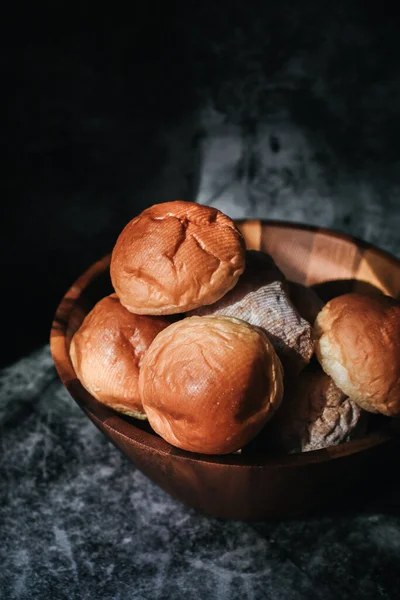 Homemade Sourdough Bread Bun Freshly Baked Bread Organic Whole Wheat — Stock Photo, Image