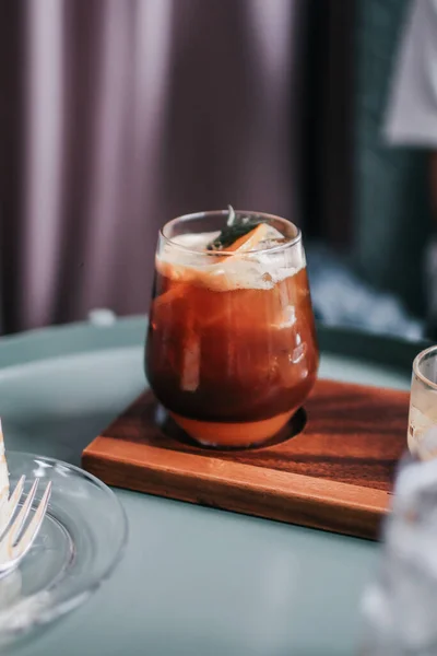 Laranja Café Coquetel Não Alcoólico Refrescante Ideia Receita Bebidas Alternativas — Fotografia de Stock