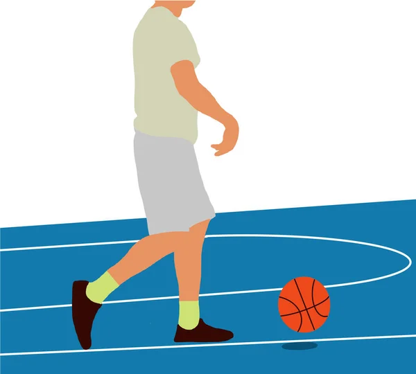 Basketbalspelers Uniform Met Bal Rechtbank Cartoon Platte Vector Illustratie Gezonde — Stockfoto