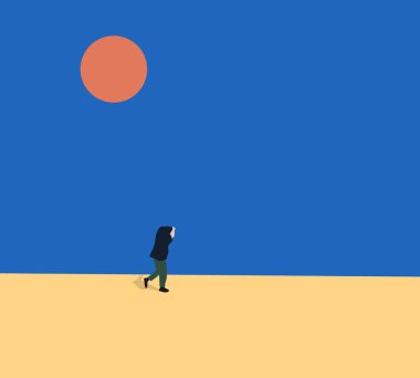 Şehir caddesinde gün ışığında başını güneş ışığından koruyan bez kullanan bir adam. Yaz kentsel yaşam tarzı.