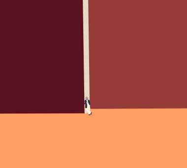 Yeşil takım elbiseli yaşlı adam sigara içiyor ve modern bina duvarına yaslanıyor. Şehir sokağı, Şehir yaşam tarzı.