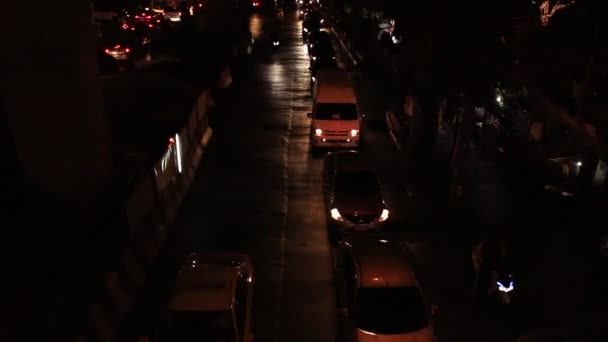 Banguecoque Cidade Engarrafamento Noite Durante Hora Ponta Mostrando Realidades Vida — Vídeo de Stock