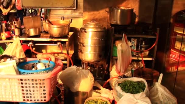 Kochender Topf Mit Thailändischer Suppe Street Food Stand Der Yaowarat — Stockvideo