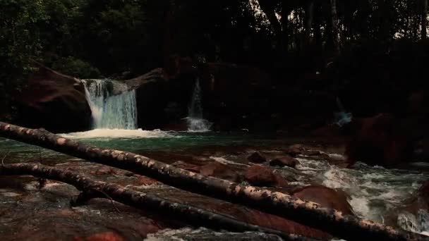 Dark Moody Veal Phuoc Waterfall Hidden Forest Kampot Cambodia — Stock video