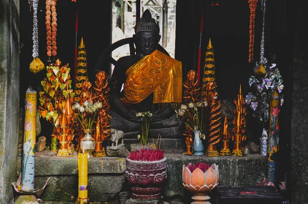 Altar Budista Cambojano Khmer Decorado Preparação Para Ano Novo Khmer — Fotografia de Stock