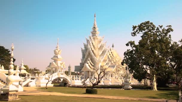 Pohled Wat Rong Khun Nebo Bílý Chrám Chiang Raj Opuštěné — Stock video