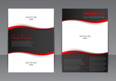 Siyah el ilanı, kapağı, broşür, poster, rapor kırmızı öğeler ve resim için yer ile vektör tasarımı