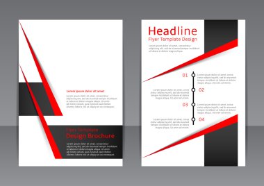 Siyah-beyaz el ilanı, kapağı, broşür, poster, rapor kırmızı elemanları ile vektör tasarımı.