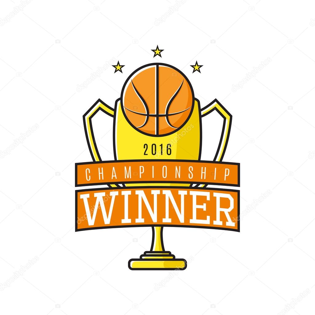Vector label of basketball winner — Stock Vector © avgust01 #100465012
