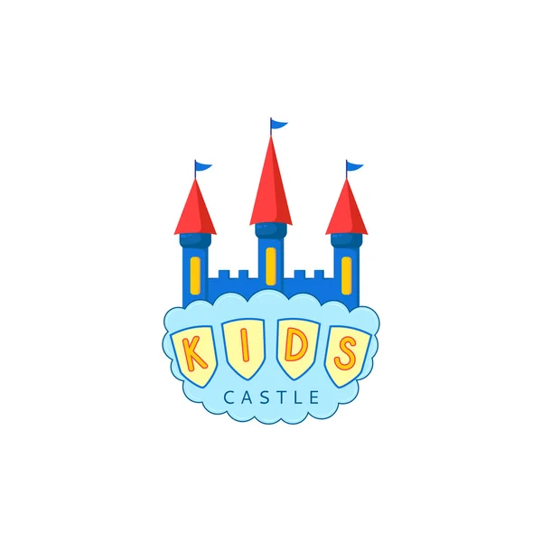 Niños castillo parque infantil logo — Vector de stock