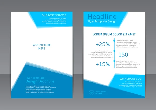 Conception vectorielle du flyer bleu et blanc, couverture, brochure, affiche, rapport avec place pour l'image — Image vectorielle