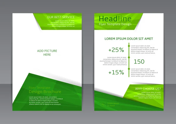 Vector ontwerp van de groene en witte flyer, cover, brochure, poster, met plaats voor foto verslag — Stockvector