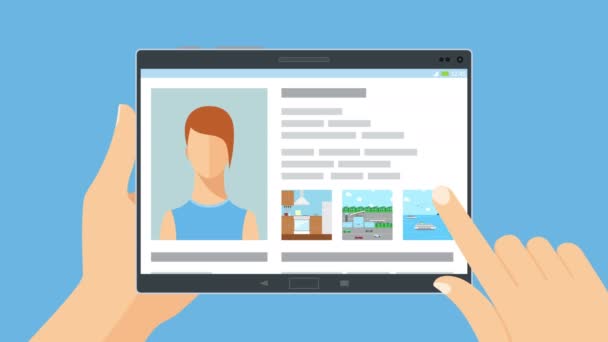 Animation de concept de réseau social sur tablette . — Video