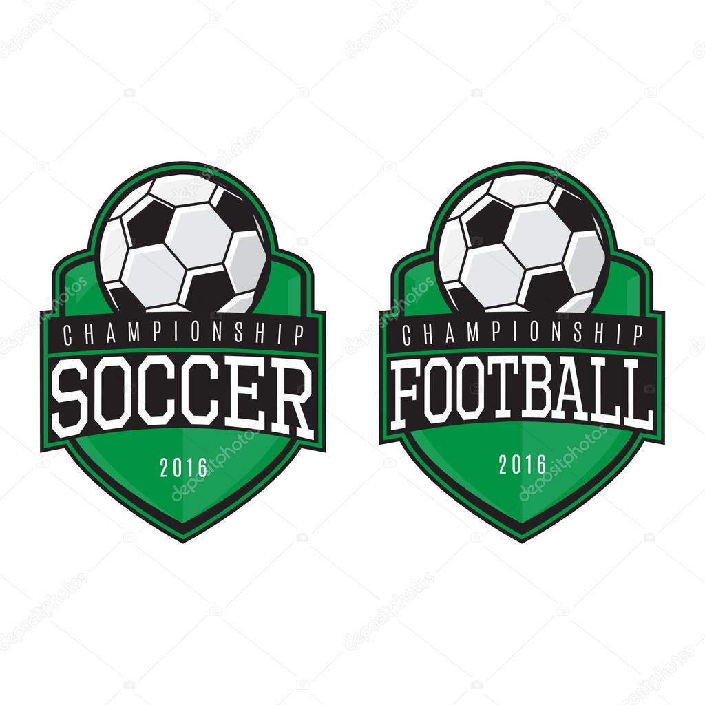 Logos of soccer and football championship. Vector template.