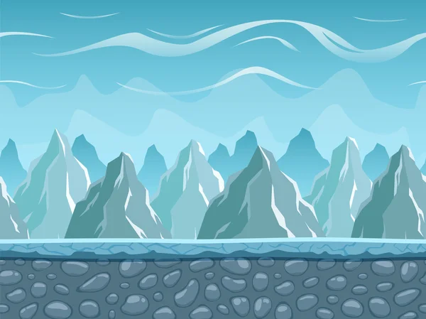 Sömlös cartoon landskap med berg. — Stock vektor