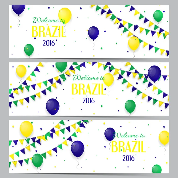 Conjunto de pancartas con inscripción Bienvenido a Brasil . — Vector de stock