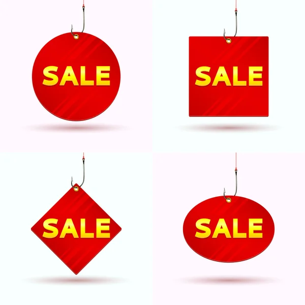 Set of red tags of sale — Stock Vector