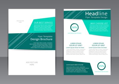 Turkuaz ve beyaz el ilanı, kapak ve rapor vektör tasarımı