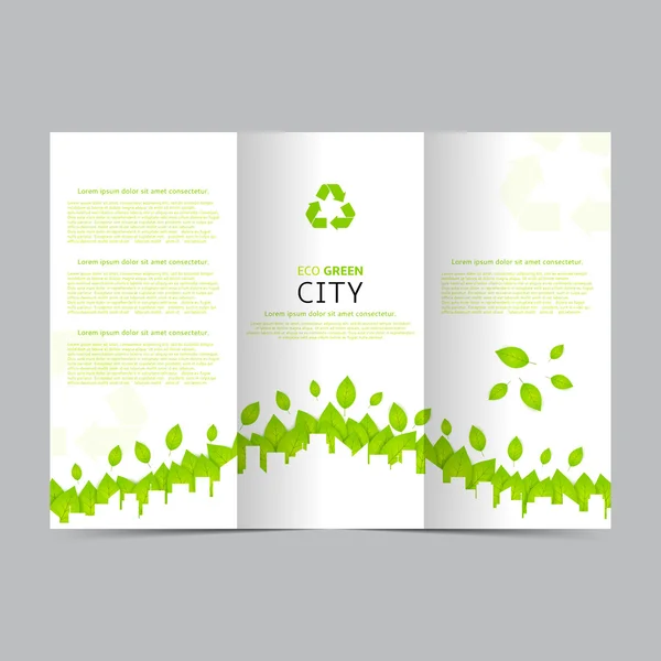 Diseño del folleto verde y blanco — Vector de stock