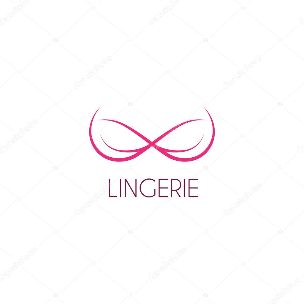 Logotype of female underwear in the form of silhouette of bra. Label of boutique.