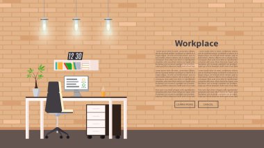 İşyeri ve düz stil metin için yer ile Web banner