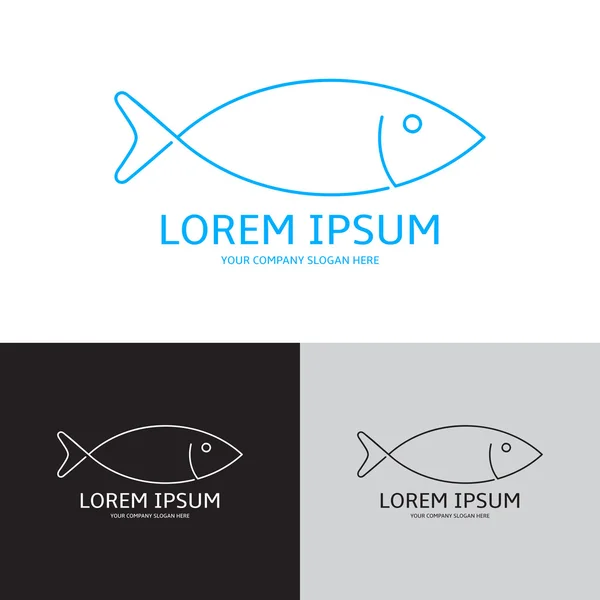 Plantilla de logotipo de pescado en estilo lineal de moda — Vector de stock