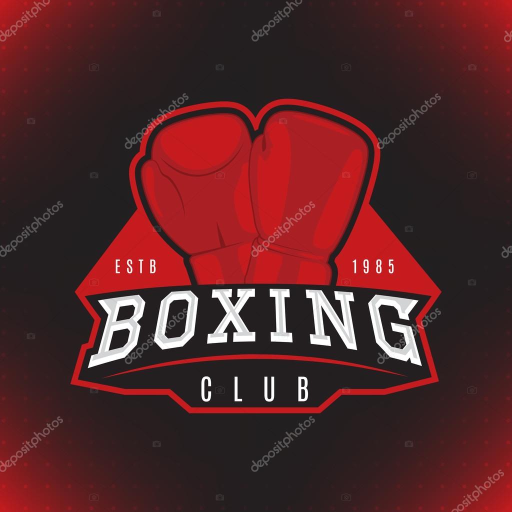 Logo of boxing club isolated on the black background. Vector illustration.