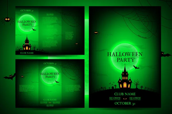 Reeks van flyers voor halloween — Stockvector