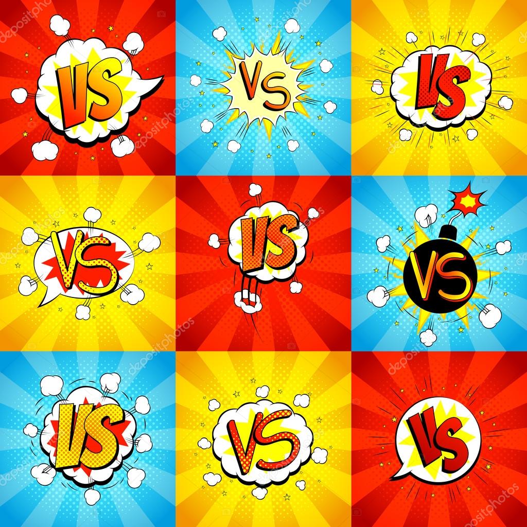 Vector illustration. Decorative collection of backgrounds with bomb explosive.