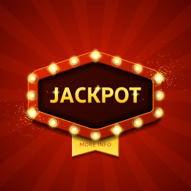 Jackpot retro afiş ile parlayan lambalar