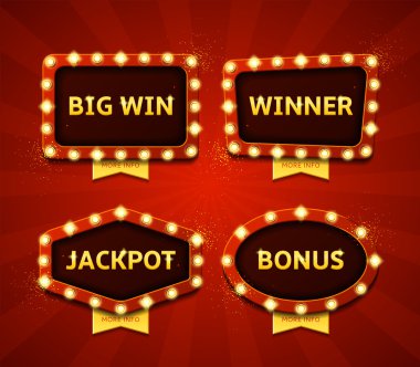 Parlayan lambalar ile retro afiş kümesi