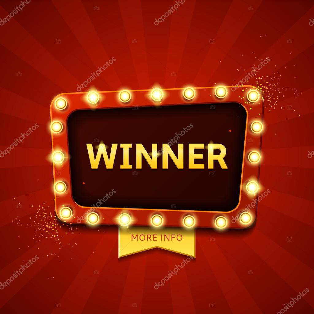 winner retro banner with glowing lamps stock vector avgust01